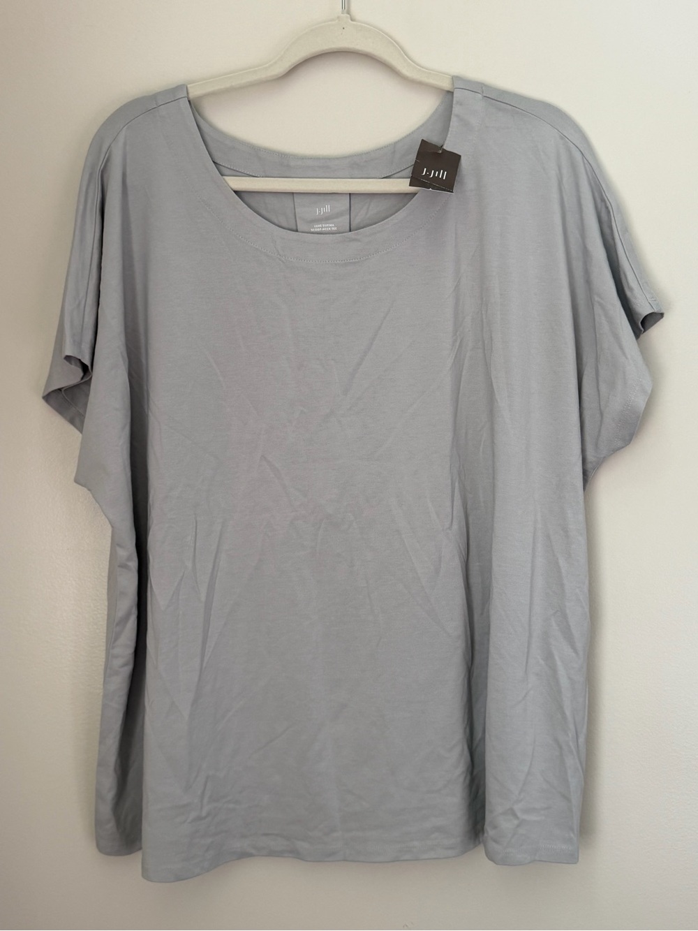 J. Jill Light Gray Scoop Neck Short Sleeve Tee Top NWT Plus Size